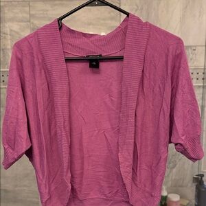 Ann Taylor Factory Short-Sleeve Open Cardigan - Magenta